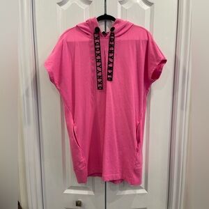 DKNY SPORT - Casual Summery Women's Flash Pink Logo Hooded Minidress in size L